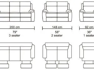 HR046 Husky Leo Reclining Sofa Set front dimentions