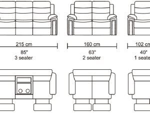 HR050 Husky Jetson Reclining Sofa Set front dimentions