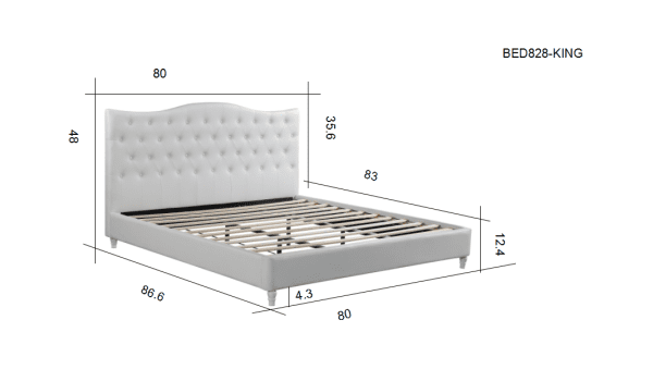 HB828-Lily - King Dimensions Platform Bed - Husky-Furniture- White