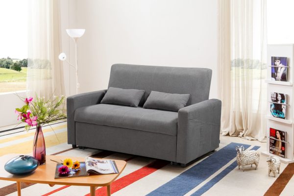 HS1009- Charcoal - Husky Furniture Transformer - convertible Sofa Bed - Loveseat