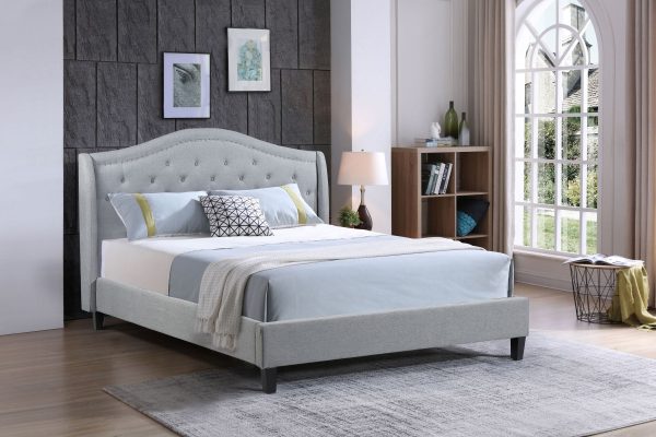 Double-Twilight Bed-013-Husky Furniture -Double Platform bed -Grey