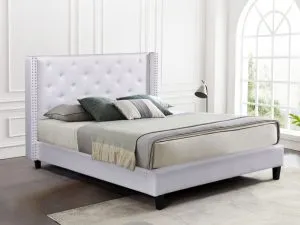 Husky Megan Queen Platform Bed White Fabric - Husky Furniture