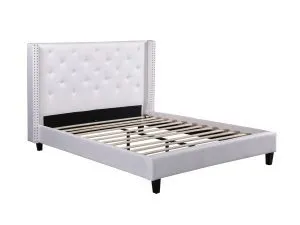Husky Megan Queen Platform Bed White Fabric - Husky Furniture